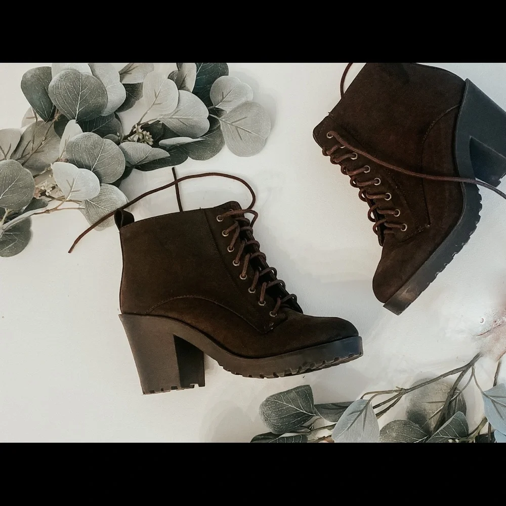 Brown Pleather Heels - Picture 1 of 3